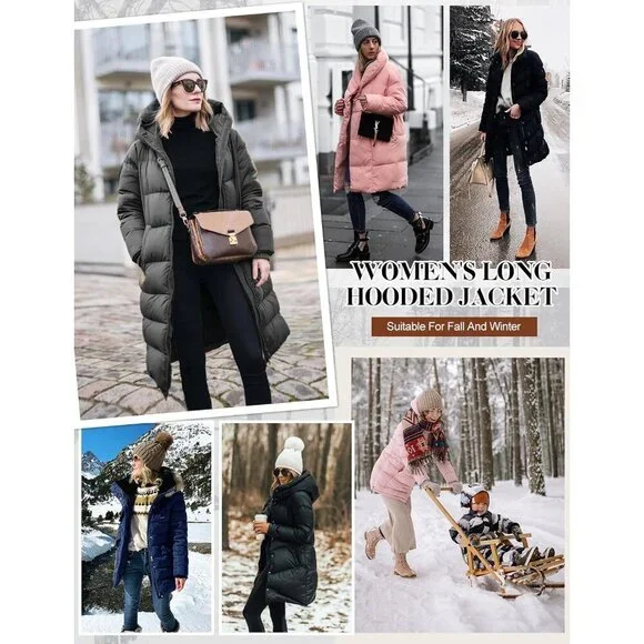 Women's Winter Warm Puffer Coat Thicken Parka Jacket with Removable Fur Hood, Wa